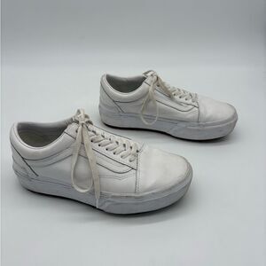 White Leather Platform Vans